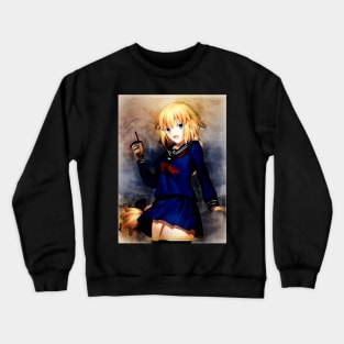 Joan Of Arc Anime Watercolor Crewneck Sweatshirt